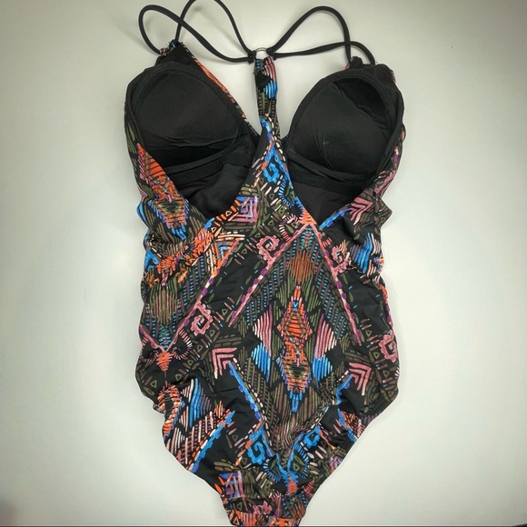 NEW Time and Tru Ethnic Wave One Piece Swimsuit Racerback S - Picture 12 of 15